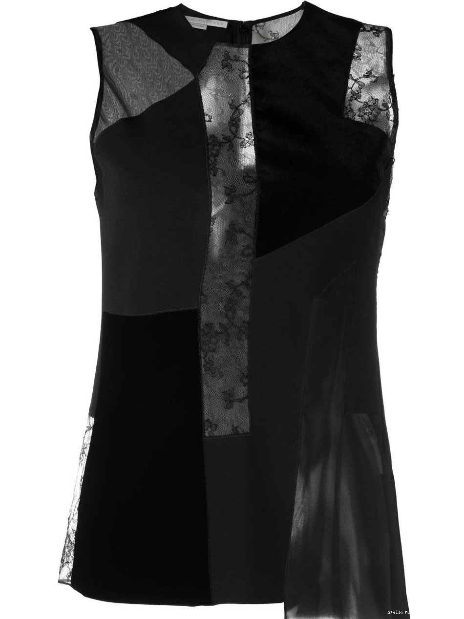 Affordable Stella lace-detail velvet Women top patchwork McCartney 0811